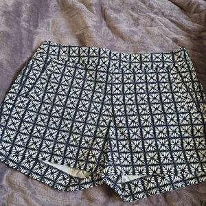 J. Crew High Waist Black and White Patterned Shorts